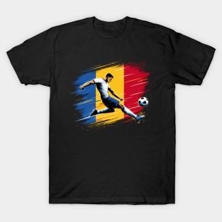 Dynamic Romania Soccer Star in Action - Vector Design T-Shirt